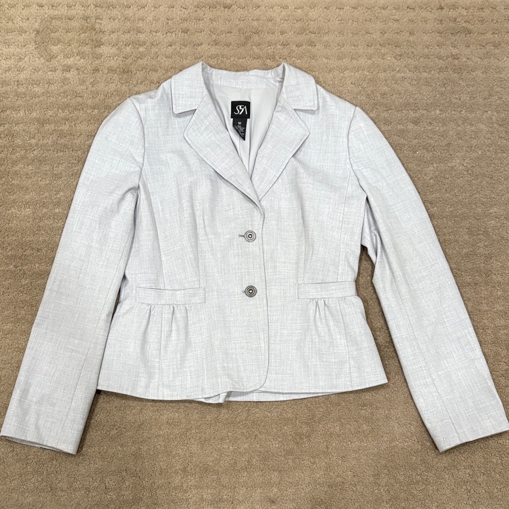 Betsey Johnson Black & SFA light grey blazer-size 8/10 - Picture 2 of 3